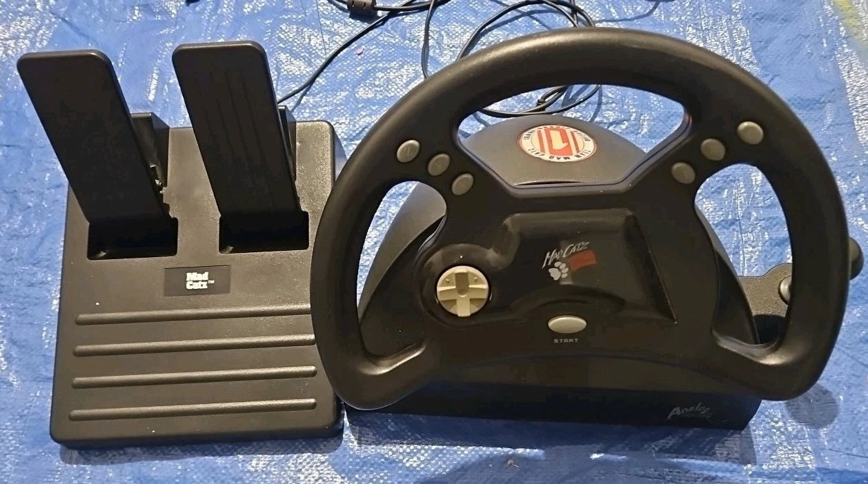 pc steering wheel with pedals N64 ANALOG RACING STEERING WHEEL & PEDALS |MAD CATZ (LS) (Nintendo 64) – Nostalgic Video Games & Arcade