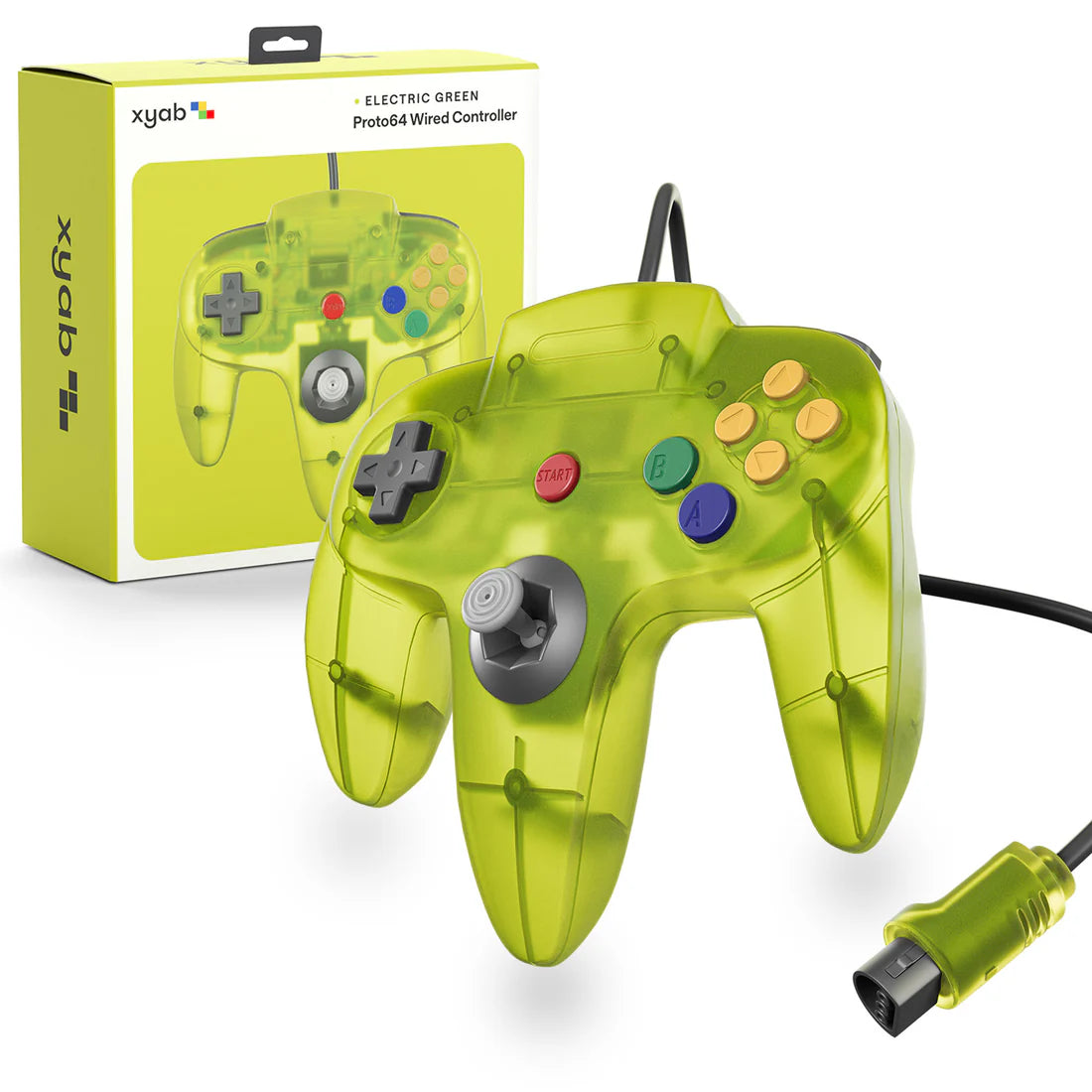 N64 Wired Controller |Proto64 Electric Green (XYAB)