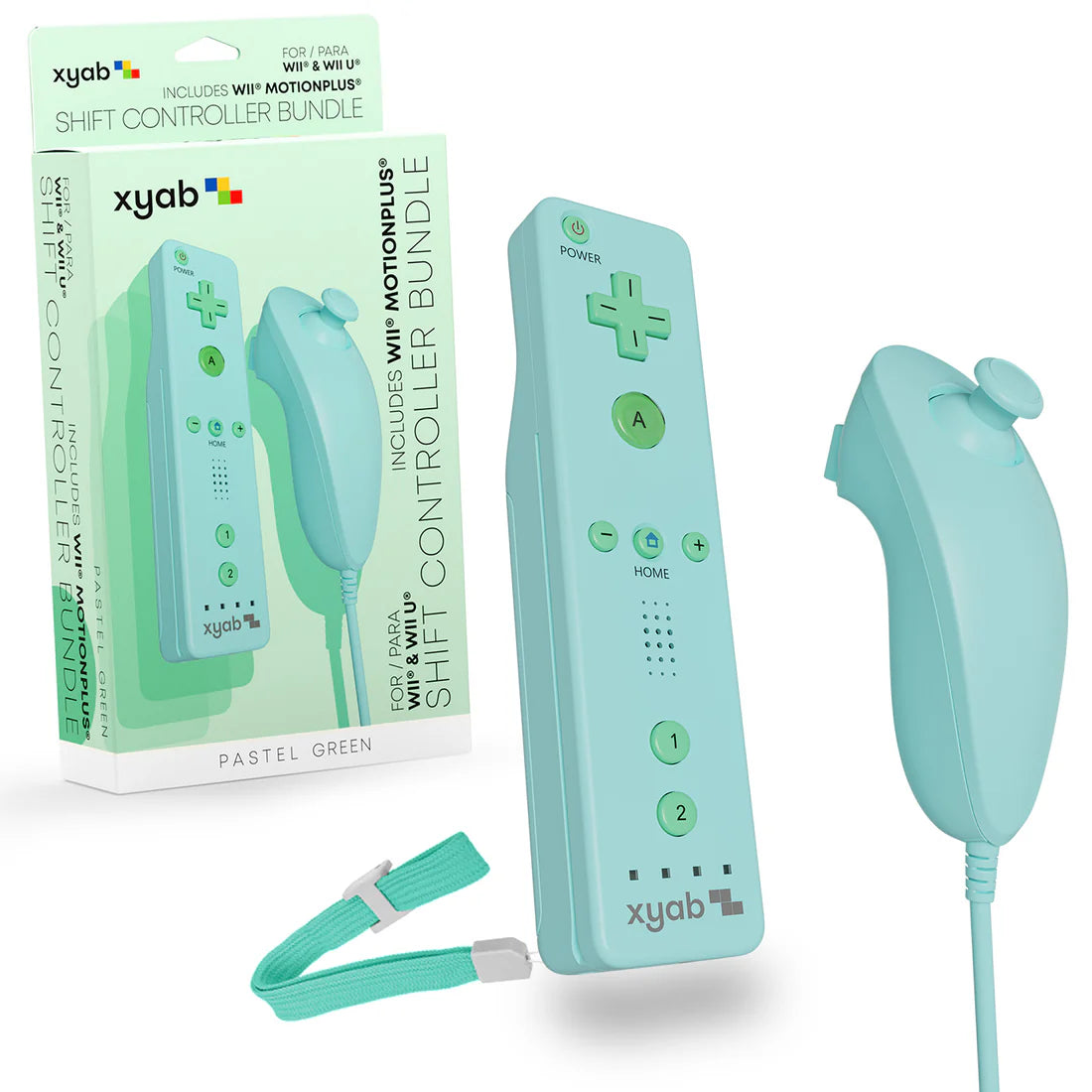 Wii Remote Motion Plus +Nunchuck Green| Combo (NEW) (XYAB)
